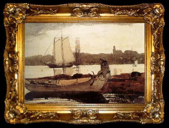 framed  Winslow Homer Glastre small fishing port, ta009-2